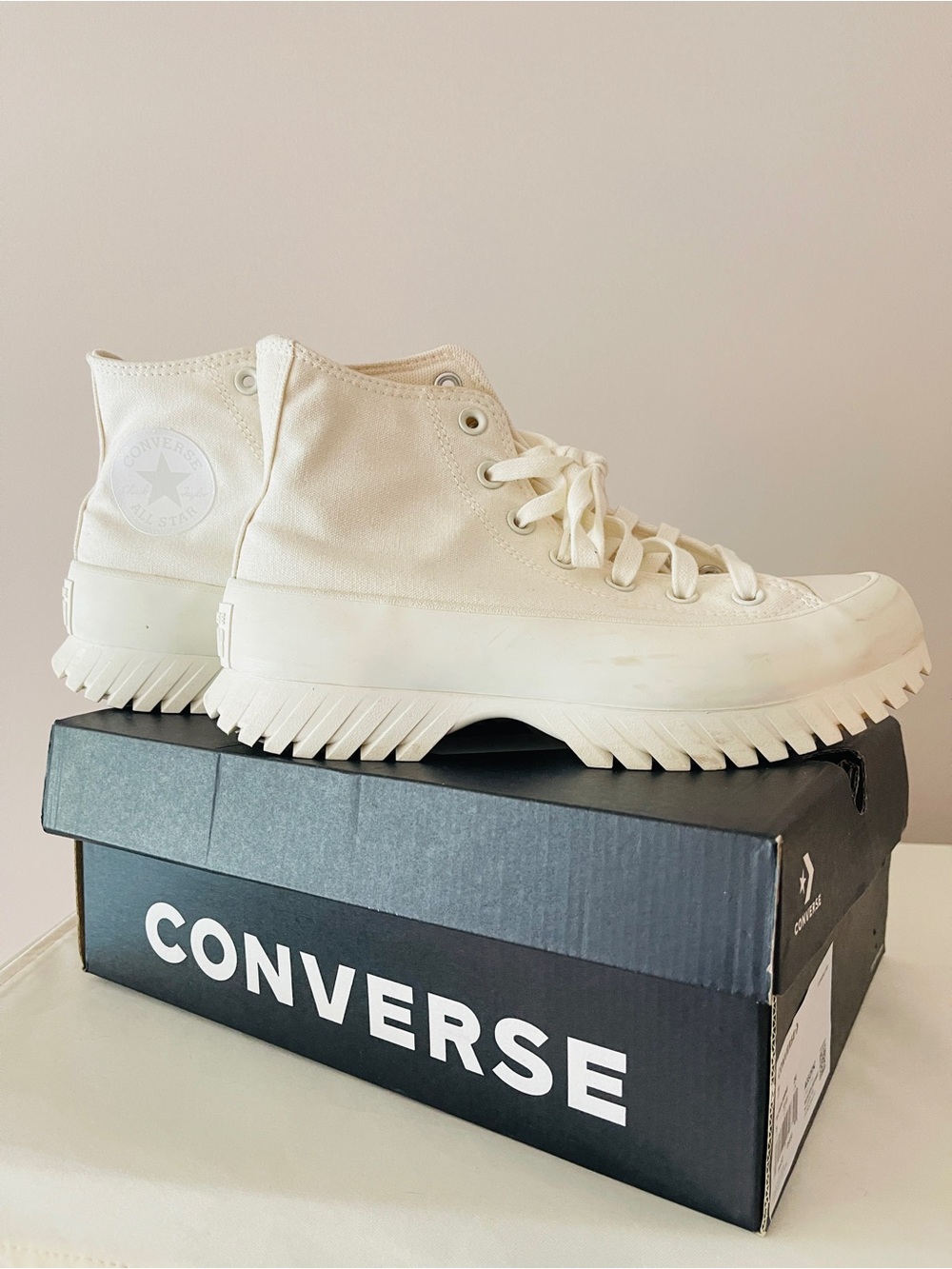 Converse High Top Sneakers in Off-White Canvas